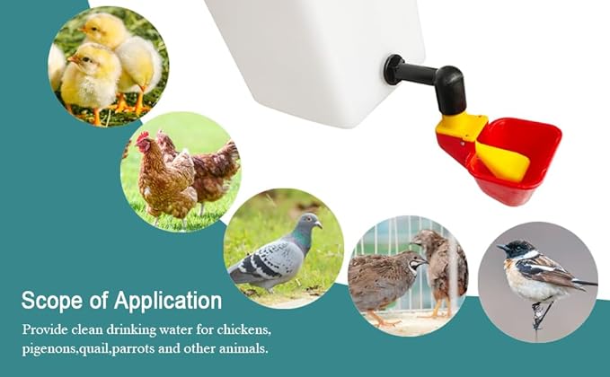 C Automatic Waterer System Chick Drinker Cups 1L Hanging Automatic Fill Poultry Watering Cup Used for Cages (red, 1)