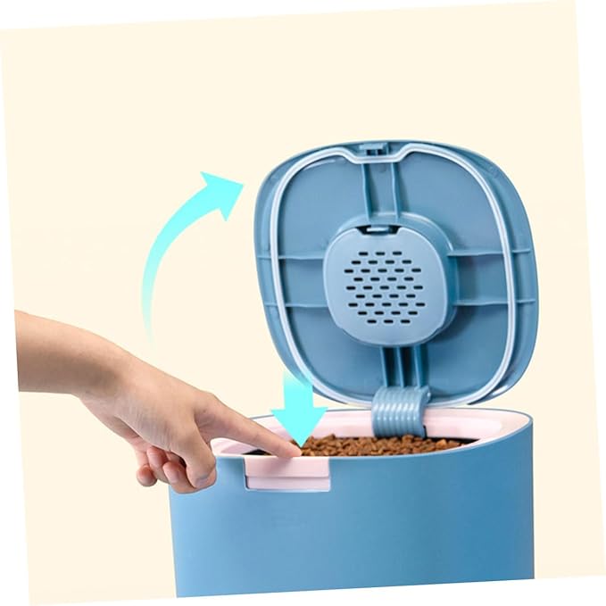 VICASKY Grain Storage Barrel Food Container Sealed Grain Holder Covered Pet Food Storage Containers Pet Food Storage Bucket Portable Dry Container for Pet Food Pet Food Bucket Pets Blue