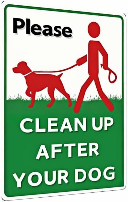 Please Clean Up After Your Dog Sign – Waterproof & Rustproof Metal Sign, Weather-Resistant and Fade-Resistant, Suitable for Home Yard, Garden, Community, and Park – 8x12 in