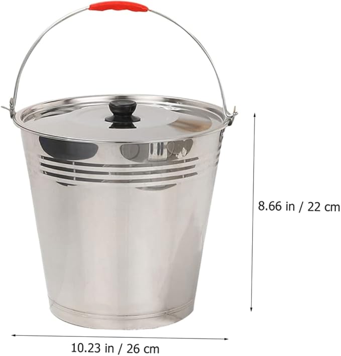 Stainless Steel 304 Milk Bucket with Lid Thickened Round Water Container for Farm Use Multipurpose Heavy-Duty Milk Storage Bucket Non-Magnetic