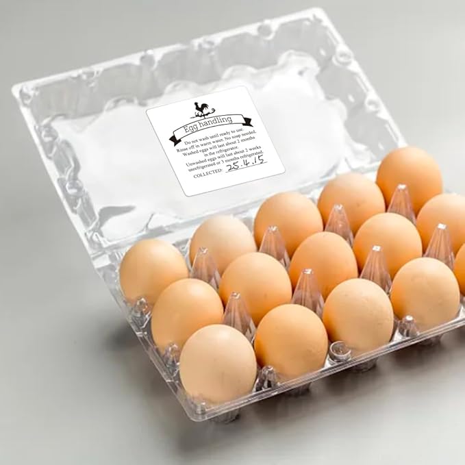 320 Pcs Egg Carton Labels, 2 Inch Square Egg Handling Sticker PET Adhesive Egg Packaging Sticker for Box Container Carton Farm Supplies