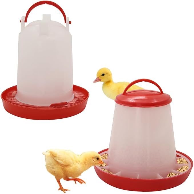 Chick Feeder and Drinker kit Hanging 3.3 Pound Chicken Feeder & 1.58 Quart Poultry Waterer for coturnix Quail. Broilers Ducks and Geese