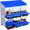 Chicken Nesting Box, 6-Compartment Egg Laying Box, Convenient for Collecting Eggs, Ventilated Poultry House Equipment in Metal Chicken Coop, Suitable for Hens and Ducks, (Blue, Without Stand)