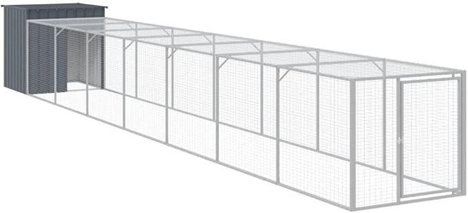 Chicken Cage Outdoor Galvanized Steel Anthracite 320.1"x43.3"x43.3", Heavy-Duty Run with Mesh Walls, Weather-Resistant Walk-in Coop for Backyard Garden and Farm