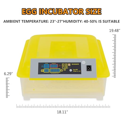 CROSSDESIGN Automatic Digital Egg Incubator 48 Eggs Poultry Hatcher Machine Breeder w/Temperature Control & Auto Turning for Hatching Chicken Duck Goose Quail Birds