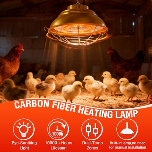 Chicken Heat Lamp 350W Chicken Coop Heater with Carbon Fiber Bulb Winter Hanging Heat Lamp - Greenhouse Plant (350 Watt) - Image 4