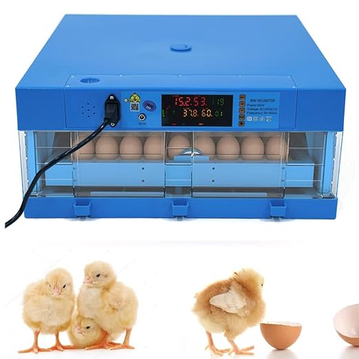 64 Eggs Incubator, Automatic Smart Eggs Digital Incubator Household Mini Incubator Box Egg Water Bed w/Fully Automatic Egg Turning and Humidity Controle for Chickens Goose Birds Ducks