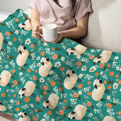 Cute Sheep Throw Blanket Sheep Gifts for Boys Girls 50"x40" - Flannel - Image 5
