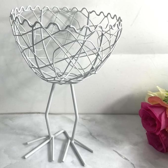 Chicken Wire Egg Basket Egg Holder Farmhouse Rustic Vintage Rooster Decor Chicken Shaped Egg Basket Fruit Storage Wire Basket For Collecting And Countertop Storing Egg (White A)