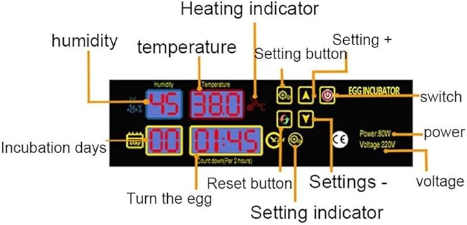 Egg Incubator, Incubators for Hatching Eggs Automatic Turning Digital Temperature Control Poultry 48 Eggs for Chickens Ducks Birds