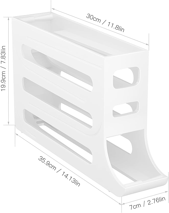 Automatic Rolling Egg Storage For Refrigerator, Fridge Organizer, Space Saving Refrigerator Egg Holder For Fridge ,Holds 28 Egg Storage，for Refrigerator,Kitchen,Cabinets,Tabl (White)