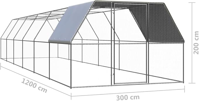 Weatherproof Outdoor Chicken Coop Large Walk-in Enclosure Outdoor Chicken Cage 9.8'x39.4'x6.6' Galvanized Steel for Outdoor Backyard Farm Garden