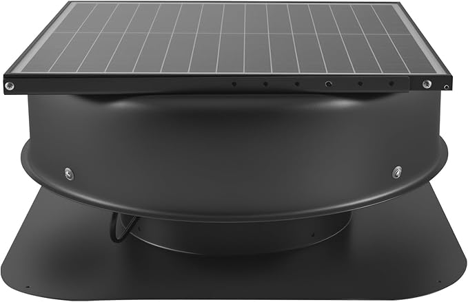 VEVOR 42W Solar Attic Fan, 2800 CFM Smart Roof Vent Built-in Temperature Sensors with Remote Control, Low-Noise & Weatherproof for Attic, Garage, RV Ventilation
