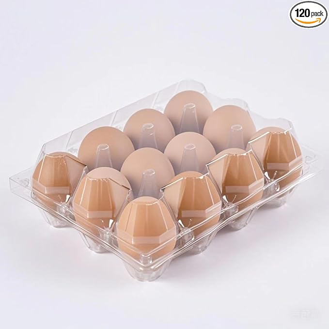 120 pc Plastic Bulk EggCarton,Reusable clear egg carton cheap bulk, Suitable For Storing Egg in Farmers' Markets, Supermarkets, Kitchens(3 * 4)