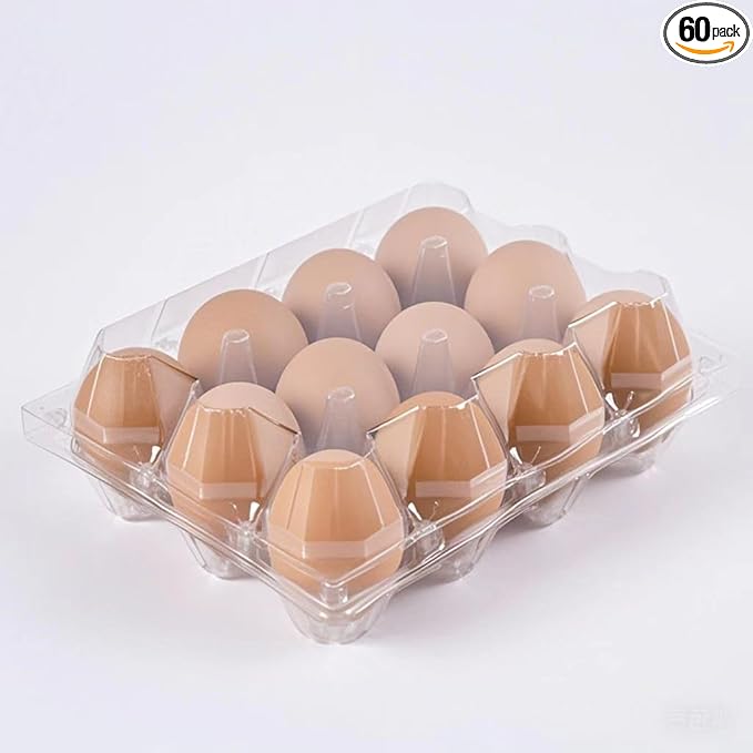 60 pc Plastic Bulk EggCarton,clear egg carton cheap bulk, Suitable For Storing Egg in Farmers' Markets, Supermarkets, Kitchens(3 * 4)