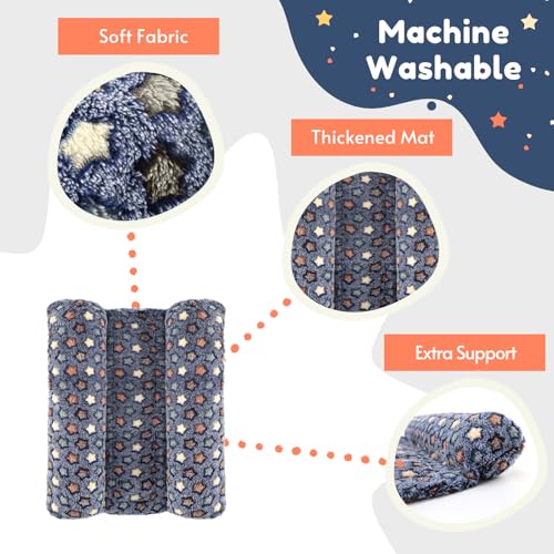 Rabbit Bed with Pillows, Dual-Sided 17"x15" Washable Lounger Pad - Small, Navy Star, Polyester - Image 2