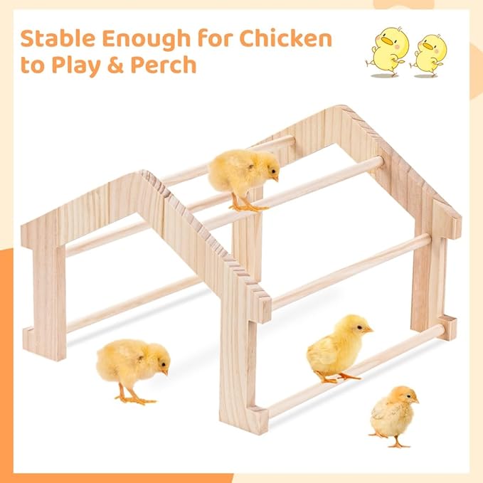Chicken Roosting Bars, Wooden Chick Stand Training Perches, Wood Toys for Chick Jungle Gym Perch Entertainment, Brooder & Coop 4 Pcs