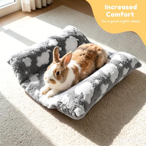 Rabbit Bed with Pillows, Dual-Sided 17"x15" Washable Lounger Pad - 17 x 15 inches, Grey Cloud - Image 4