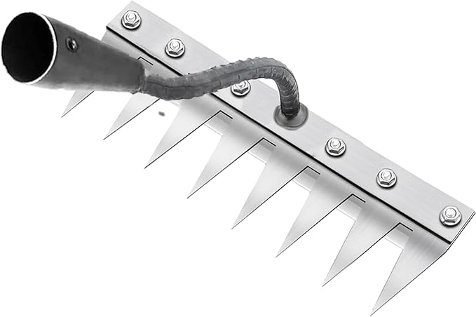 Weeding Rake for Gardening, Gardenia Iron Rakes for Backyard, Lawn, Small Farm, Rake with Sharp Metal Teeth，Heavy Duty Garden Tool for Weeding Without Handles (8 Tines)