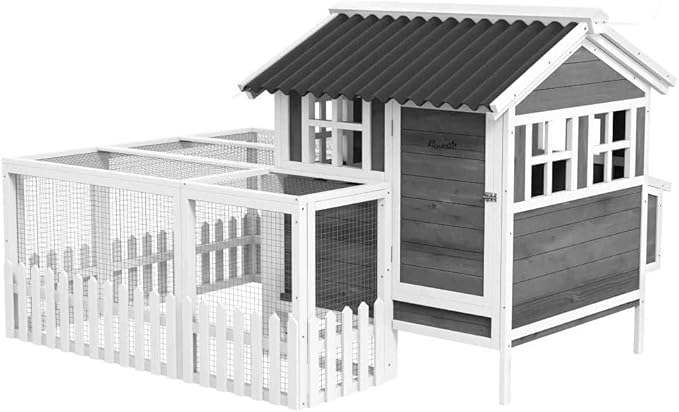 Wooden Chicken Coop for 3-4 Chickens, Weather-Resistant Outdoor Hen House with Nesting Box, Roosting Perches, and Ramp for Backyard Poultry