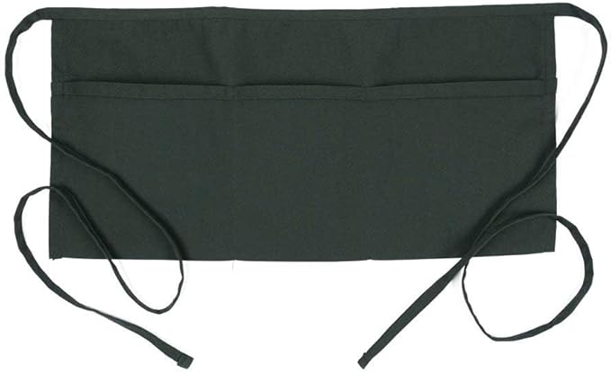 FAME 3 Pocket Waist Apron F9-34" L X 23" W - 65/35 Poly/Cotton Twill - Waitress/Waiter Apron - One Size Fits Most - Unisex