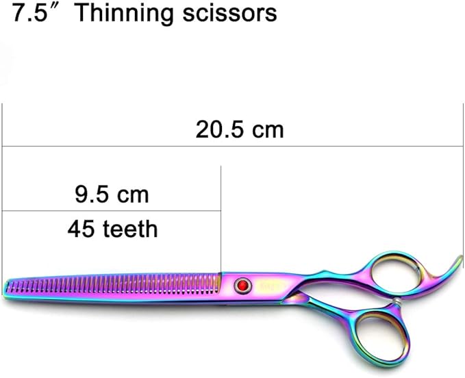 KINGSTAR 8.0in. Professional Pet Grooming Scissors Set,Titatium Plated Straight & Thinning & Curved Scissors Set with Comb,Dog Grooming,A563