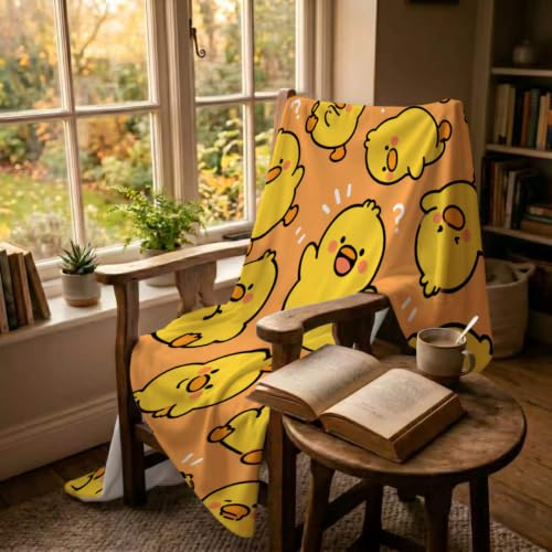 Cute Yellow Chick Blanket, Cartoon Chicks Orange Design 50×60 - 50"x60", Whimsical Duck, Polyester - Image 4