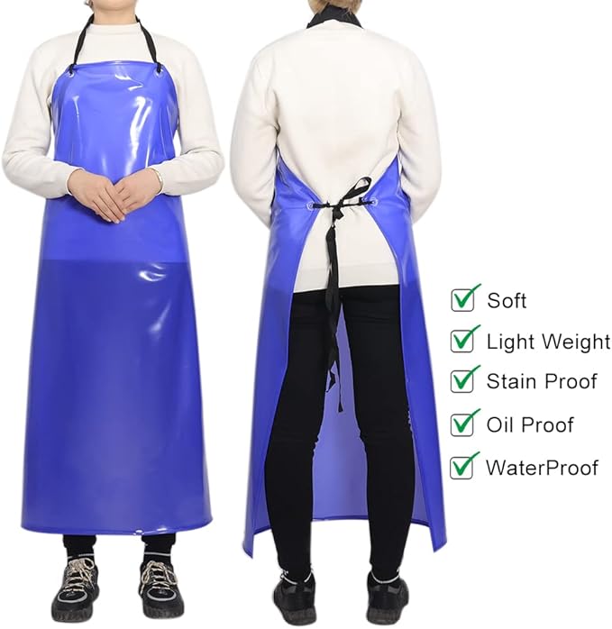 Chemical Resistant Vinyl Apron - Extra Large Waterproof PVC Aprons for Dishwasher,Dog Grooming,Fish Cleaning