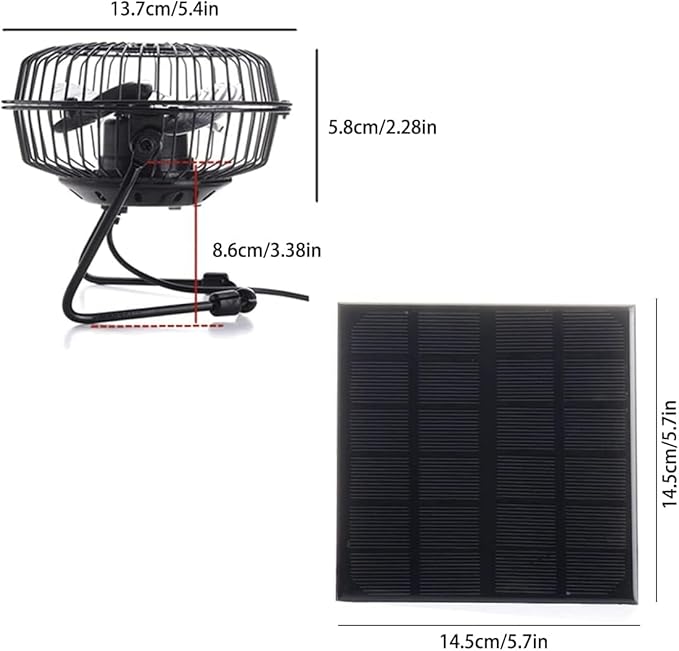 Solar Panel Powered Fan Mini Exhaust Fan for Greenhouse Motorhome House Chicken House Outdoor Ventilation Equipment Ventilator for Pets