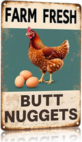 Vintage Metal Signs Chicken Coop Signs for Farm Yard Decor, Farm Tin Signs for Home Kitchen Outdoor Decor, Fresh Butt Nuggets 8x12 inches