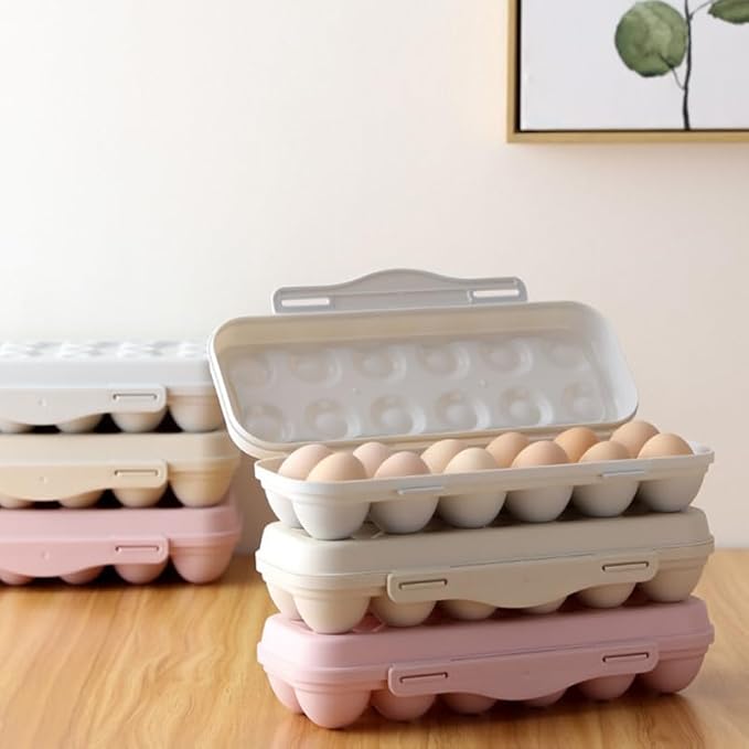 UPKOCH Stackable Egg Storage Box for Refrigerator Portable 18-Count Plastic Egg Holder with Lid Anti-Collision Shatterproof Container for Kitchen Organization