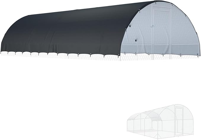 XCZ Chicken coop Cover. Equipped with Spherical Elastic Ropes, Suitable for Large Metal Chicken coops with Three Units. Chicken coop Sunshade Cloth, Waterproof and Sun-Proof. Only Cover