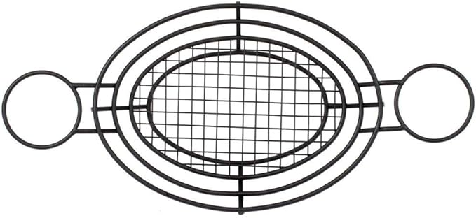 G.E.T. 4-38822 11 x 8 Oval Basket and 2 Holders, Clipper Mill, Iron Powder Coated, Black (Sauce Cups Sold Separately)