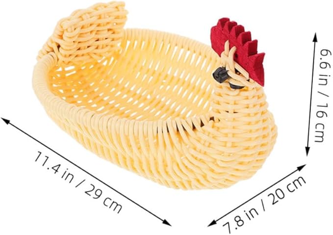 SUPVOX Animal Shaped Woven Basket Decorative Egg Holder for Easter Charming Farmhouse Fruit Basket for Kitchen Living Room Bedroom Fun Cartoon Chicken Design Versatile Storage