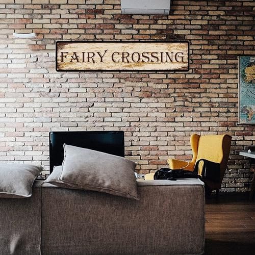 Fairy Crossing Instagram Style Metal Tin Sign (4x16''), Vintage Wall Art Decor - Dust-Proof
