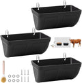 Hanging Chicken Feeder Trough and Goat Feeder, Sheep Deer Poultry Dogs Deers Gooses Duck Fence, 5 Quart Feeder Supplies Livestock Feeding Container Supplies Feeders Waterer Bucket, 3pack Black