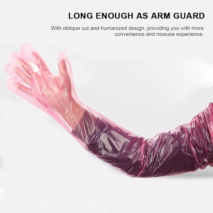 50 Disposable Field Dressing Gloves Veterinary Insemination Rectal Long Gloves, Extra Long Sleeve Full Arm