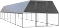 Silver Chicken Cage Outdoor Galvanized Steel Walk in Coop 118.1 x 472.4 x 78.7 in Weatherproof Run for Backyard Hens Secure Pen for Garden and Farm