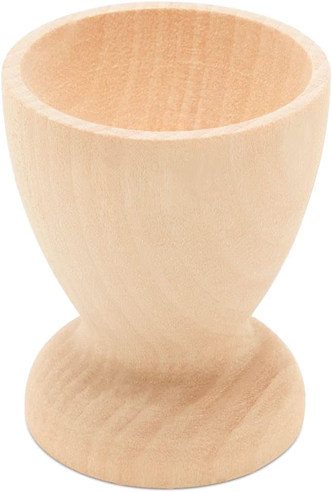 Wooden Egg Holder 2-1/8 inch, Pack of 6 Egg Cups, 2-1/2 inch Flat Bottom Eggs in a Cup, Wood Egg Unfinished, by Woodpeckers