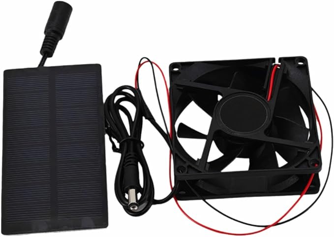 Fan Kit - IP65 Water Proof 3000 RPM Ventilation Fan with Solar Panel for RV, Greenhouse & Chicken Coop - Ultra-Quiet Operate (80x80mm Fan Size)‌