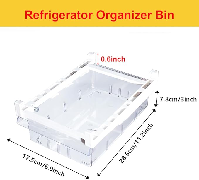 Refrigerator Organizer Bins with Handle - Farochy 2PCS Pull-out Fridge Drawer Organizer Refrigerator Storage Box Refrigerator Egg Drawer