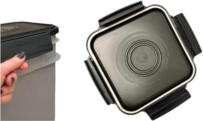 House Naturals 4 Gallon Square Food Grade Gray Bucket Container Black Lids (6 lids only)