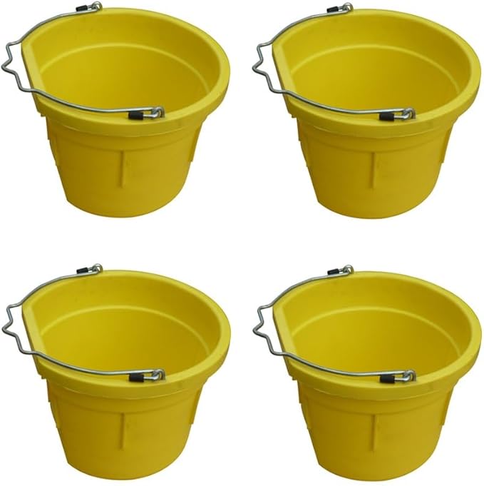 8 Quart / 2 Gallon Yellow Poly Resin Farm/Ranch/Home/Shop Utility Bucket Pail - Pack of (4)