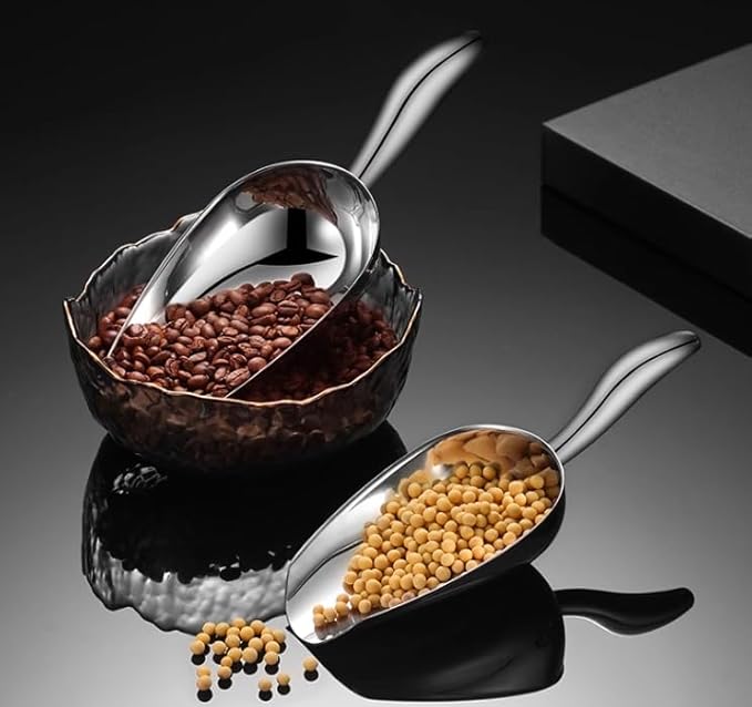 Ice Cube Scoop for Freezer Stainless Steel Ice Scoops Shovel for Ice Maker Coffee Bean Food Candy Flour Popcorn,6OZ Small Kitchen Utility Scoops with Good Grip Handle for Bar Outdoor Party