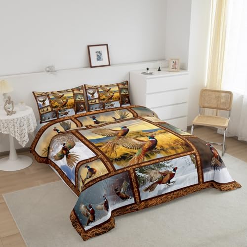 Erosebridal Pheasant Comforter Set Teens Youth,Hunting Animal Queen - Color 34, Polyester, 3 Pack - Image 2