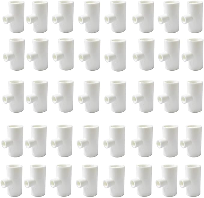 40 Pieces Chicken Waterer PVC Tee Fittings, Automatic Poultry Waterers PVC Fittings for 1/8" FTP Threads, Chicken Water Drinker and Feeder Cups for Poultry Nipples Chicken