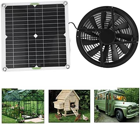 GOTOTOP Solar Fan, 2pcs 100W Solar Panel Fan Ventilation Fan Kit, Round Ventilation Exhaust Fan 10in for Chicken Coop Greenhouse Shed, Metal Mesh