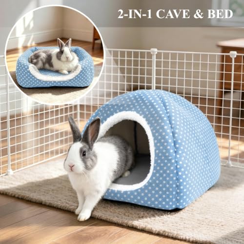 Rabbit Hideout Large Bunny Bed Washable Rabbit House - Light blue, Foam - Image 3