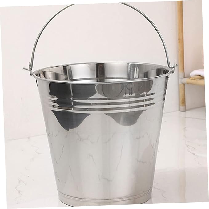 Stainless Steel 304 Milk Bucket with Lid Thickened Round Water Container for Farm Use Multipurpose Heavy-Duty Milk Storage Bucket Non-Magnetic