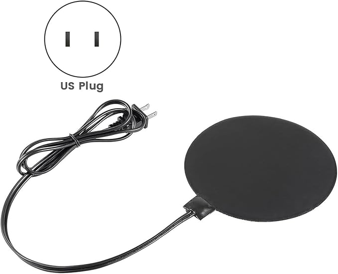 24.5cm Poultry Water Heater Chicken Water Heater Base 60W Deicer Heated Base Chicken Drinker Heated Pad US Plug Easy to Use Black